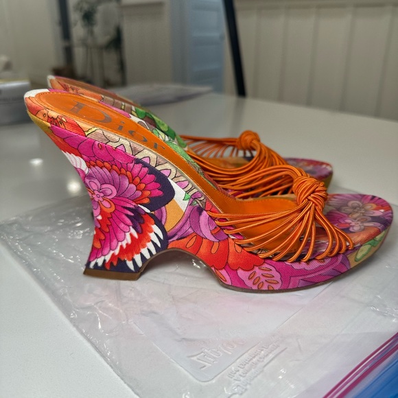 Vintage Dior Floral mule wedges Sandals size 38 1/2 - Picture 7 of 8